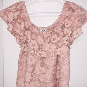 Jack by BB Dakota Pink Lacey Blouse